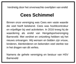 Verdrietig door het onverwachte overlijden van erelid Cees Schimmel